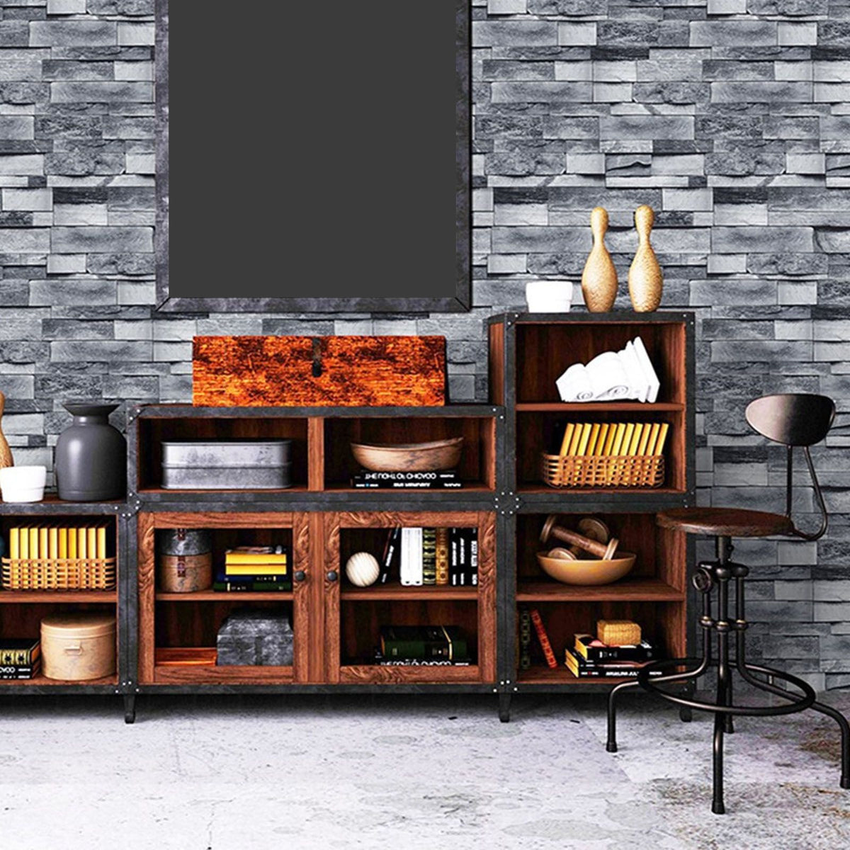 6m/19.69ft Wallpaper Vintage Brick Self Adhesive Peel and Stick 3D Wall Sticker for Home Restaurant
