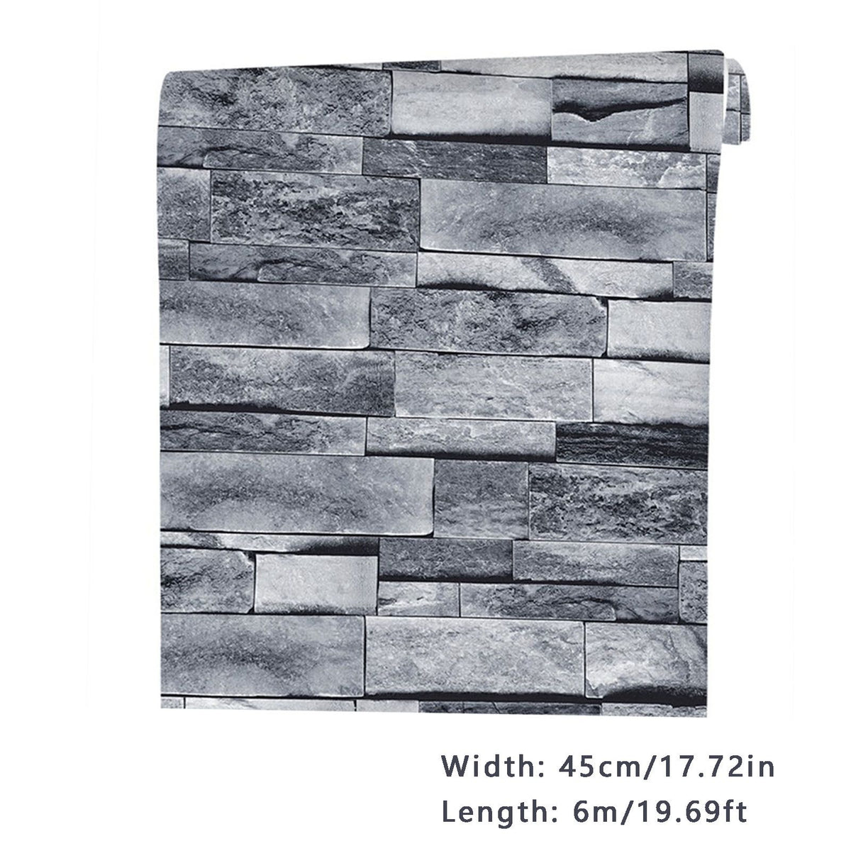 6m/19.69ft Wallpaper Vintage Brick Self Adhesive Peel and Stick 3D Wall Sticker for Home Restaurant