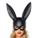 Rabbit Ears Mask Half Face Environmental Protection PVC Masquerade Mask for Parties Costume Matte Black