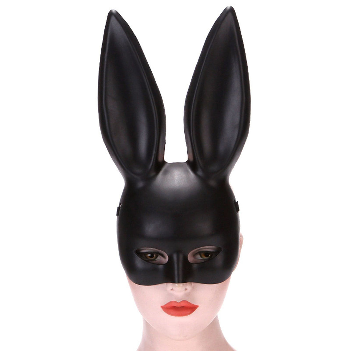 Rabbit Ears Mask Half Face Environmental Protection PVC Masquerade Mask for Parties Costume Matte Black