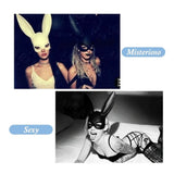 Rabbit Ears Mask Half Face Environmental Protection PVC Masquerade Mask for Parties Costume Matte Black