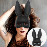 Rabbit Ears Mask Half Face Environmental Protection PVC Masquerade Mask for Parties Costume Matte Black