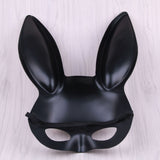 Rabbit Ears Mask Half Face Environmental Protection PVC Masquerade Mask for Parties Costume Matte Black