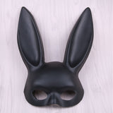Rabbit Ears Mask Half Face Environmental Protection PVC Masquerade Mask for Parties Costume Matte Black