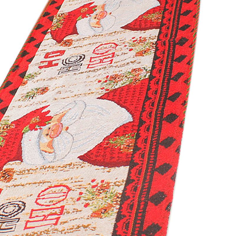 Christmas Table Runner Flag Printing Wear Dirt Resistant Xmas Christmas Table Flag for Christmas Table Cloth Decoration Santa Model