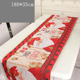 Christmas Table Runner Flag Printing Wear Dirt Resistant Xmas Christmas Table Flag for Christmas Table Cloth Decoration Santa Model