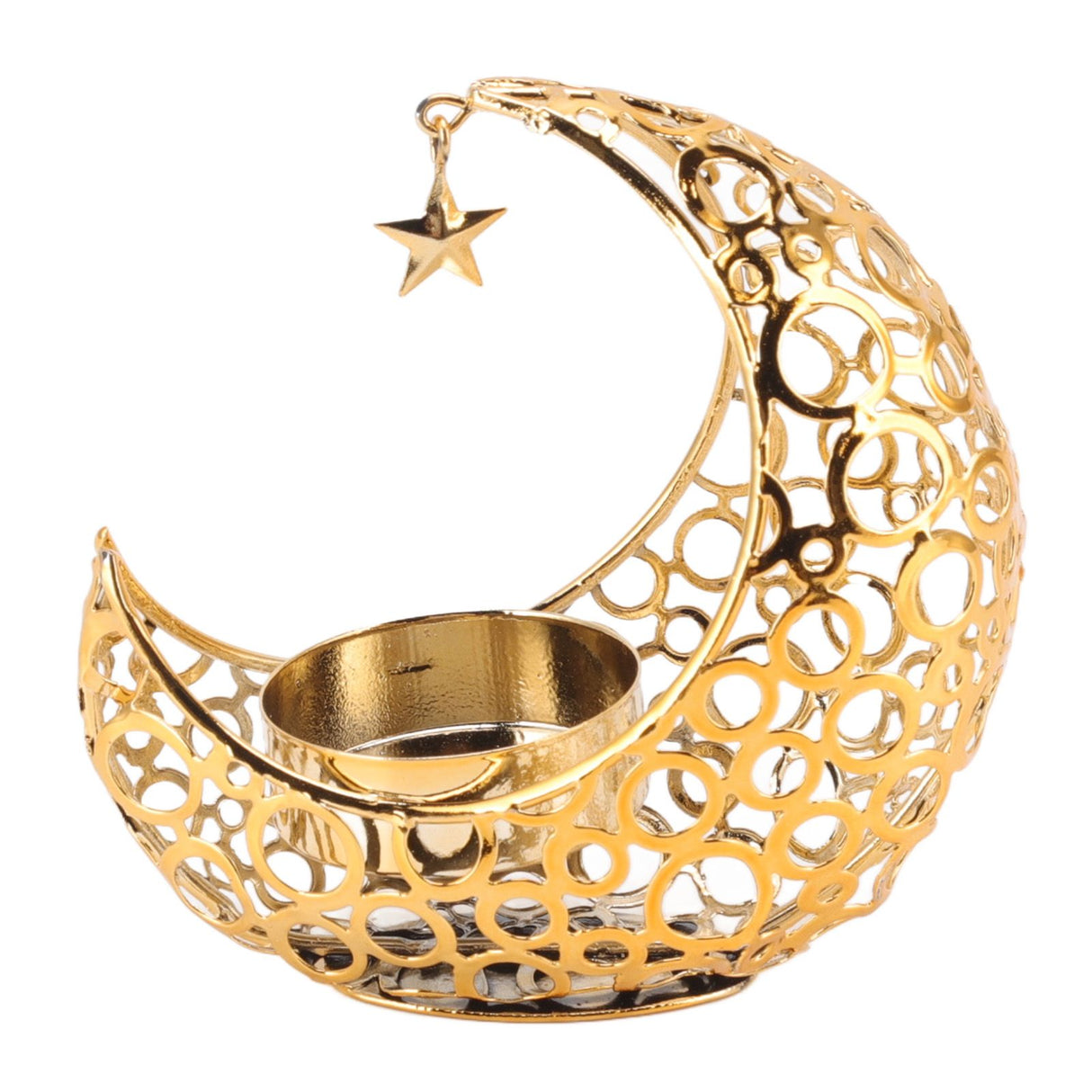 Romantic Moon Candlestick Iron Hollowed Candle Holder for Weddings Christmas Decoration Dining Coffee Table Gold