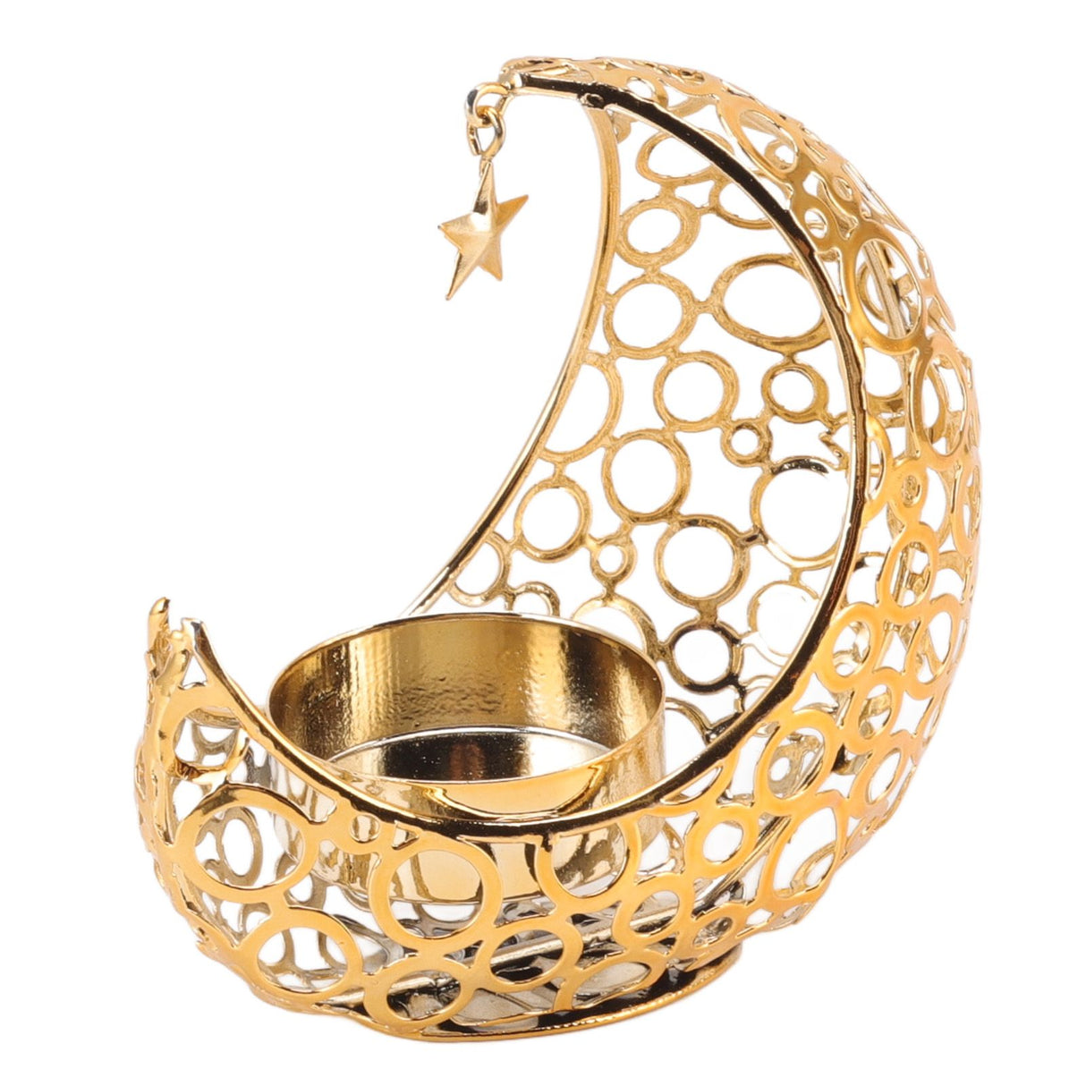 Romantic Moon Candlestick Iron Hollowed Candle Holder for Weddings Christmas Decoration Dining Coffee Table Gold
