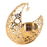 Romantic Moon Candlestick Iron Hollowed Candle Holder for Weddings Christmas Decoration Dining Coffee Table Gold