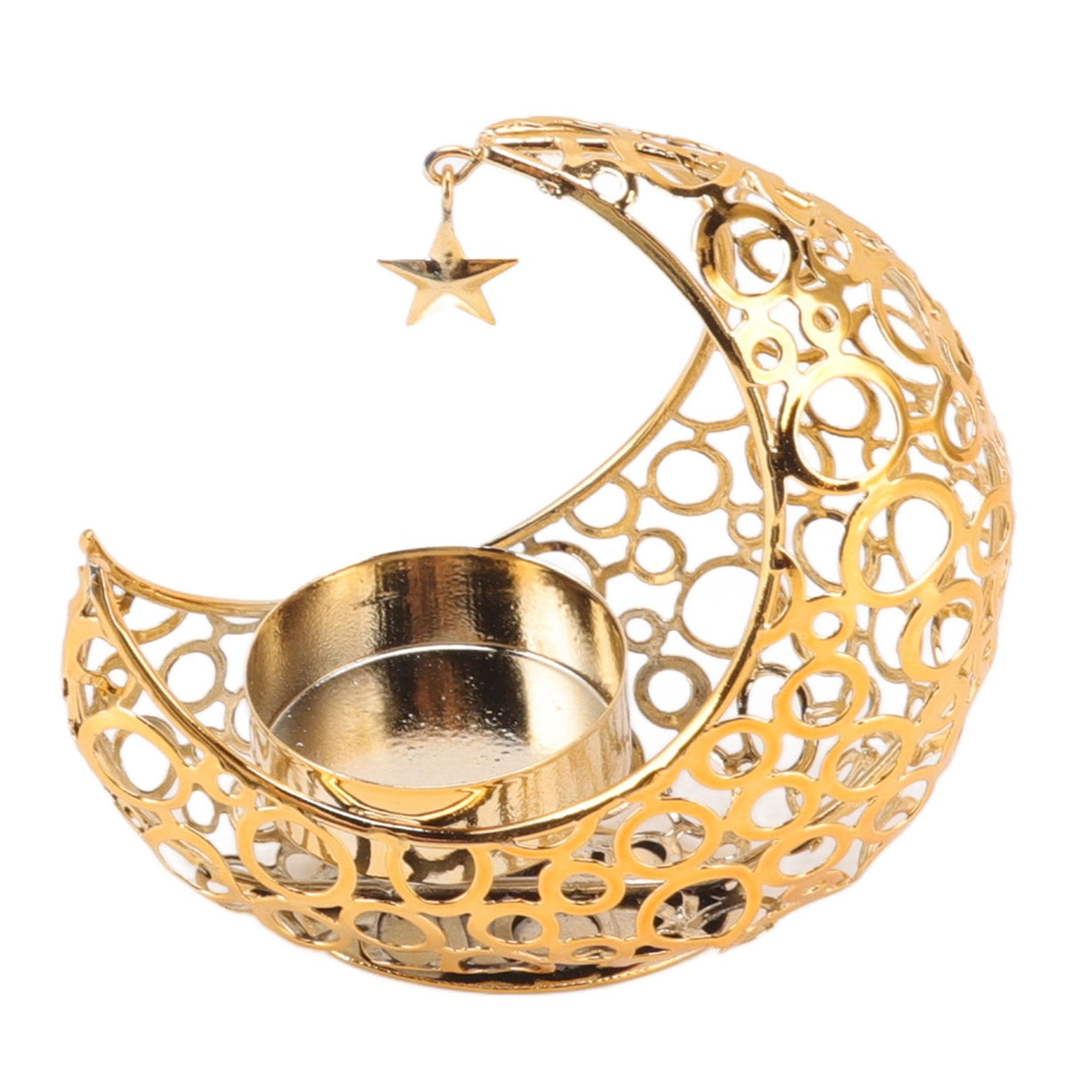 Romantic Moon Candlestick Iron Hollowed Candle Holder for Weddings Christmas Decoration Dining Coffee Table Gold