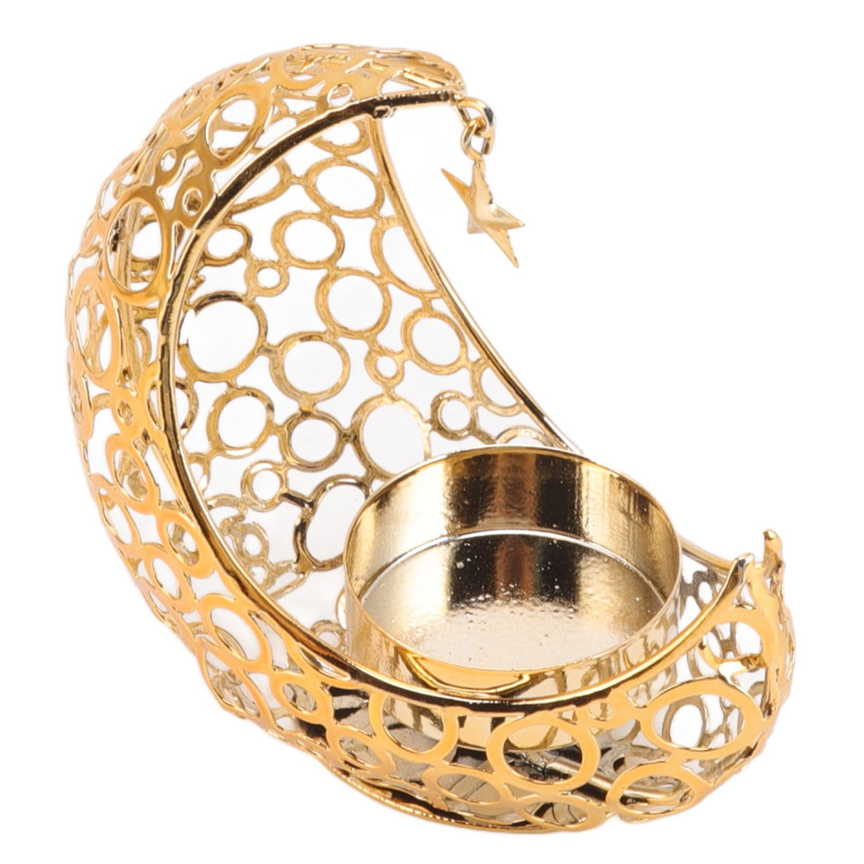 Romantic Moon Candlestick Iron Hollowed Candle Holder for Weddings Christmas Decoration Dining Coffee Table Gold