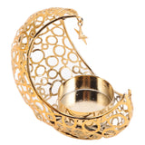 Romantic Moon Candlestick Iron Hollowed Candle Holder for Weddings Christmas Decoration Dining Coffee Table Gold