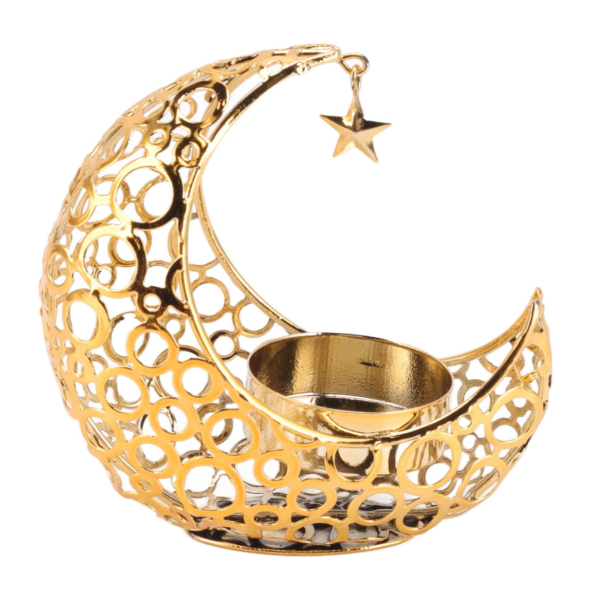 Romantic Moon Candlestick Iron Hollowed Candle Holder for Weddings Christmas Decoration Dining Coffee Table Gold