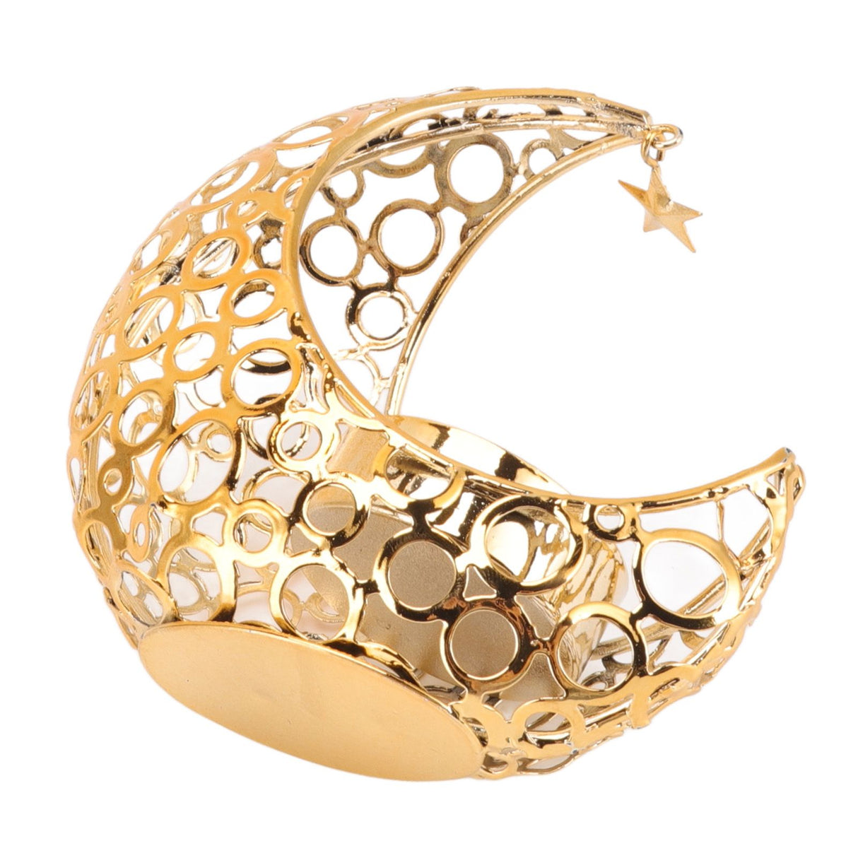 Romantic Moon Candlestick Iron Hollowed Candle Holder for Weddings Christmas Decoration Dining Coffee Table Gold
