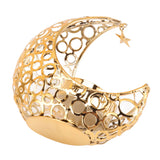Romantic Moon Candlestick Iron Hollowed Candle Holder for Weddings Christmas Decoration Dining Coffee Table Gold