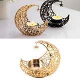 Romantic Moon Candlestick Iron Hollowed Candle Holder for Weddings Christmas Decoration Dining Coffee Table Gold