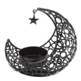 Romantic Moon Candlestick Iron Hollowed Candle Holder for Weddings Christmas Decoration Dining Coffee Table Black