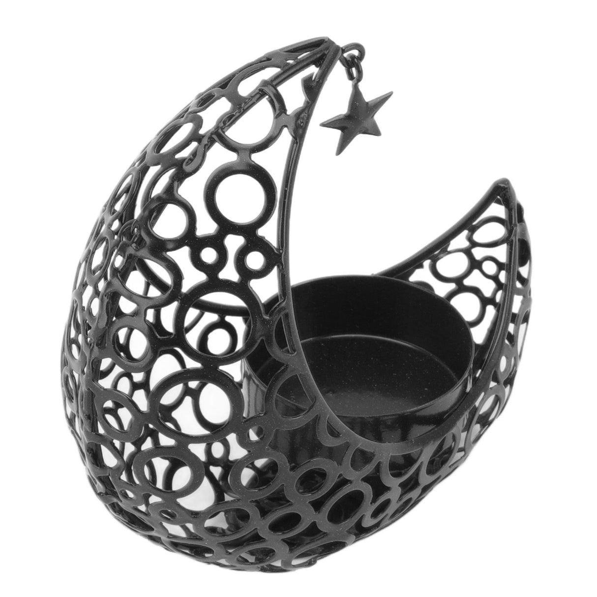 Romantic Moon Candlestick Iron Hollowed Candle Holder for Weddings Christmas Decoration Dining Coffee Table Black