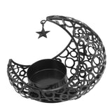 Romantic Moon Candlestick Iron Hollowed Candle Holder for Weddings Christmas Decoration Dining Coffee Table Black