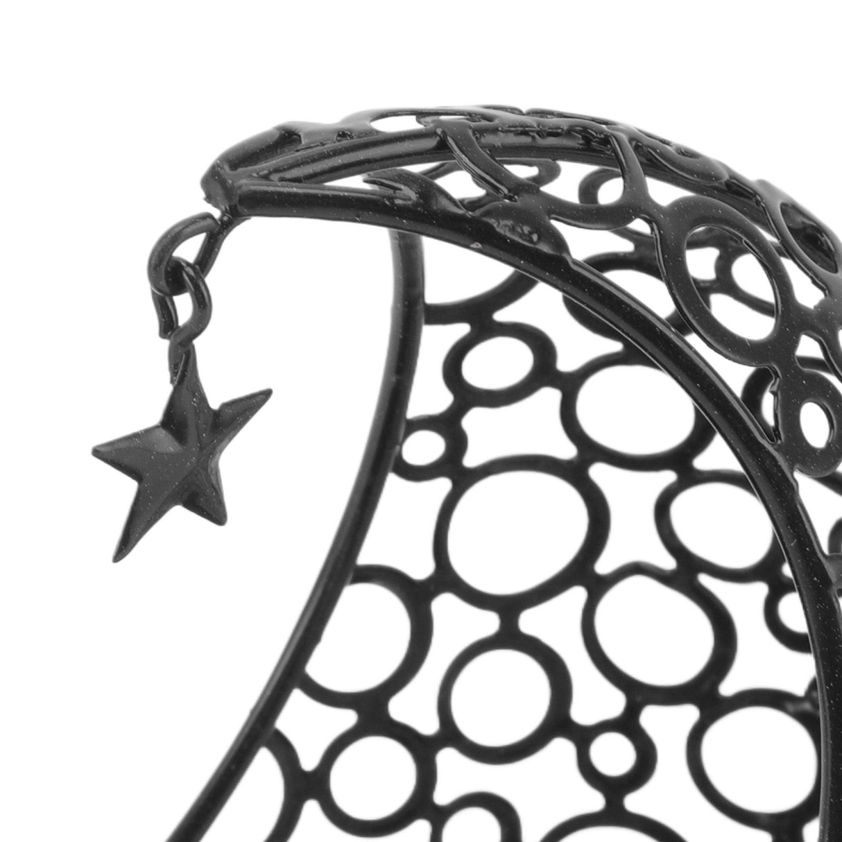 Romantic Moon Candlestick Iron Hollowed Candle Holder for Weddings Christmas Decoration Dining Coffee Table Black