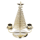 Candlestick Ornaments European Metal Christmas Tree Shape Wax Candle Holder Home Decoration Double Holder Gold