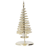 Candlestick Ornaments European Metal Christmas Tree Shape Wax Candle Holder Home Decoration Double Holder Gold - Top-Down View