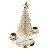 Candlestick Ornaments European Metal Christmas Tree Shape Wax Candle Holder Home Decoration Double Holder Gold