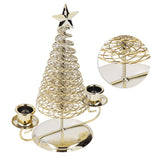 Candlestick Ornaments European Metal Christmas Tree Shape Wax Candle Holder Home Decoration Double Holder Gold