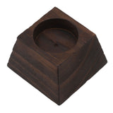 Candle Holder Trapezoid Wood Retro Table Decoration Ornament for Christmas Day Wedding Black Wood - Side View