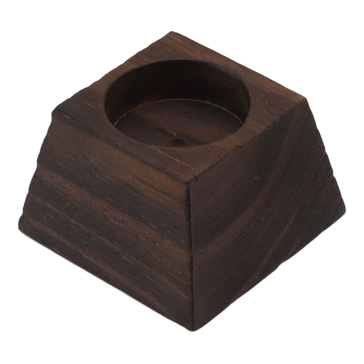 Candle Holder Trapezoid Wood Retro Table Decoration Ornament for Christmas Day Wedding Black Wood
