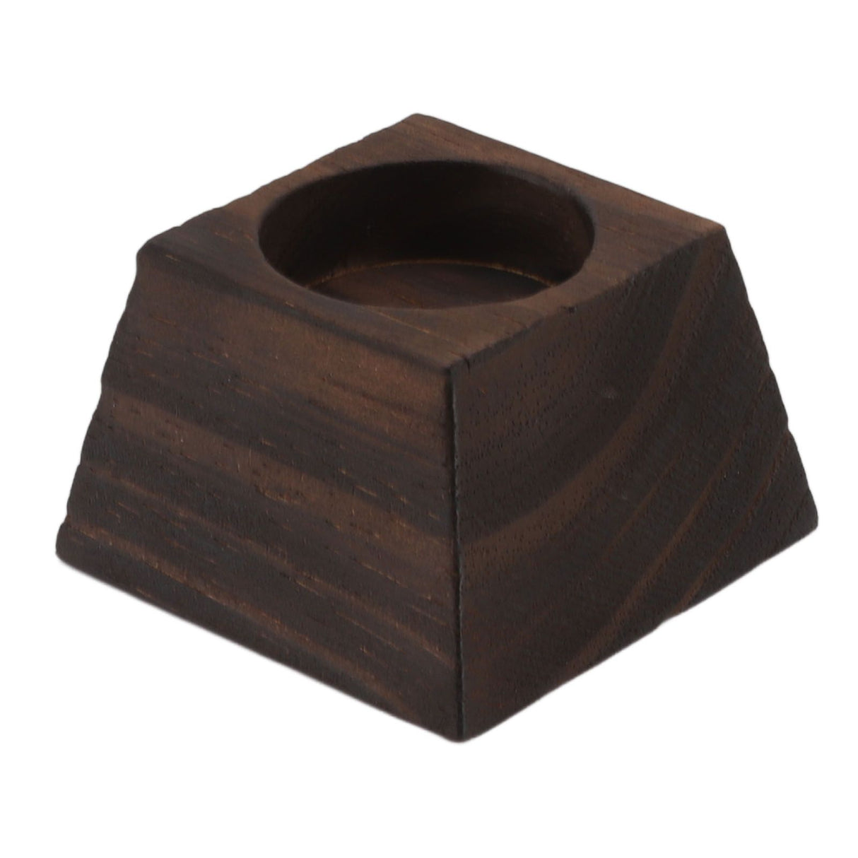 Candle Holder Trapezoid Wood Retro Table Decoration Ornament for Christmas Day Wedding Black Wood