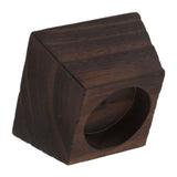Candle Holder Trapezoid Wood Retro Table Decoration Ornament for Christmas Day Wedding Black Wood - Close-Up Angle
