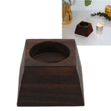 Candle Holder Trapezoid Wood Retro Table Decoration Ornament for Christmas Day Wedding Black Wood