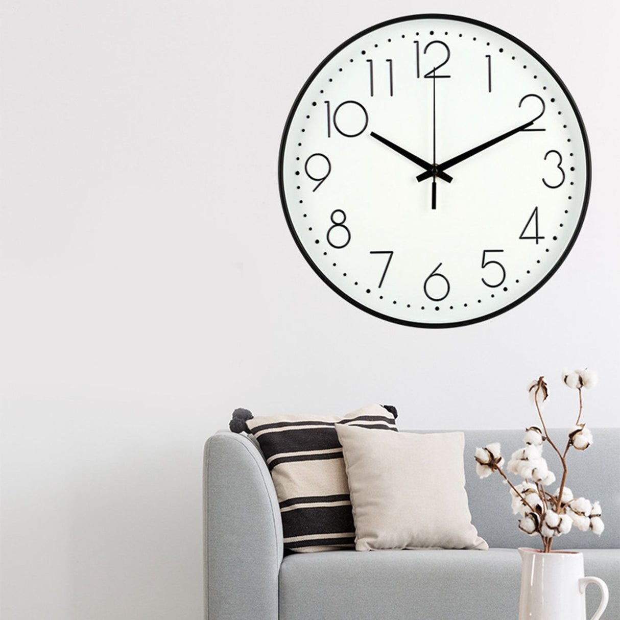 8 Inch Silent Wall Clock Non Ticking Decorative Easy to Read Round Wall Clock for Home Livingroom Black Frame White Bootom Black Word