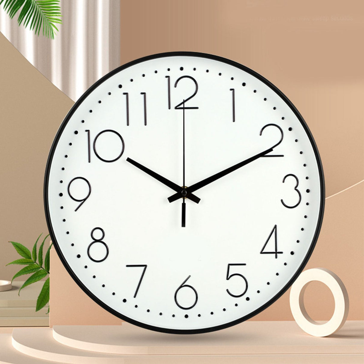 8 Inch Silent Wall Clock Non Ticking Decorative Easy to Read Round Wall Clock for Home Livingroom Black Frame White Bootom Black Word