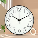 8 Inch Silent Wall Clock Non Ticking Decorative Easy to Read Round Wall Clock for Home Livingroom Black Frame White Bootom Black Word - Rear View