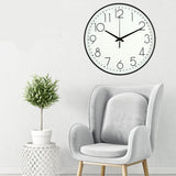 8 Inch Silent Wall Clock Non Ticking Decorative Easy to Read Round Wall Clock for Home Livingroom Black Frame White Bootom Black Word