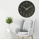 8 Inch Silent Wall Clock Non Ticking Decorative Easy to Read Round Wall Clock for Home Livingroom White Frame Black Bootom White Word