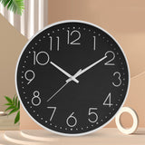 8 Inch Silent Wall Clock Non Ticking Decorative Easy to Read Round Wall Clock for Home Livingroom White Frame Black Bootom White Word