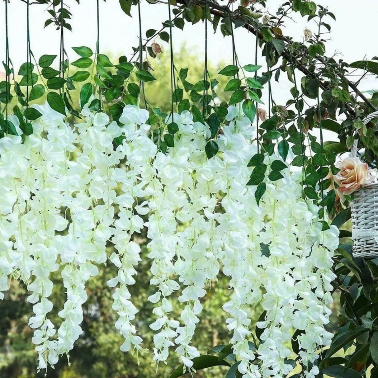 12 Pcs Artificial Wisteria Pure White Exquisite Simulated Wisteria Decoration for Weddings Outdoor Ceremonies