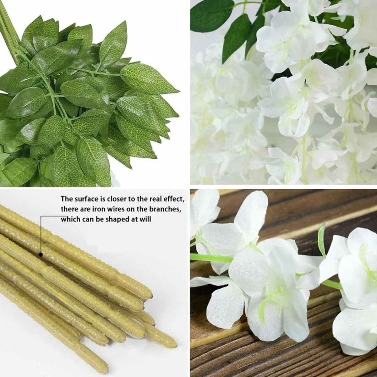 12 Pcs Artificial Wisteria Pure White Exquisite Simulated Wisteria Decoration for Weddings Outdoor Ceremonies