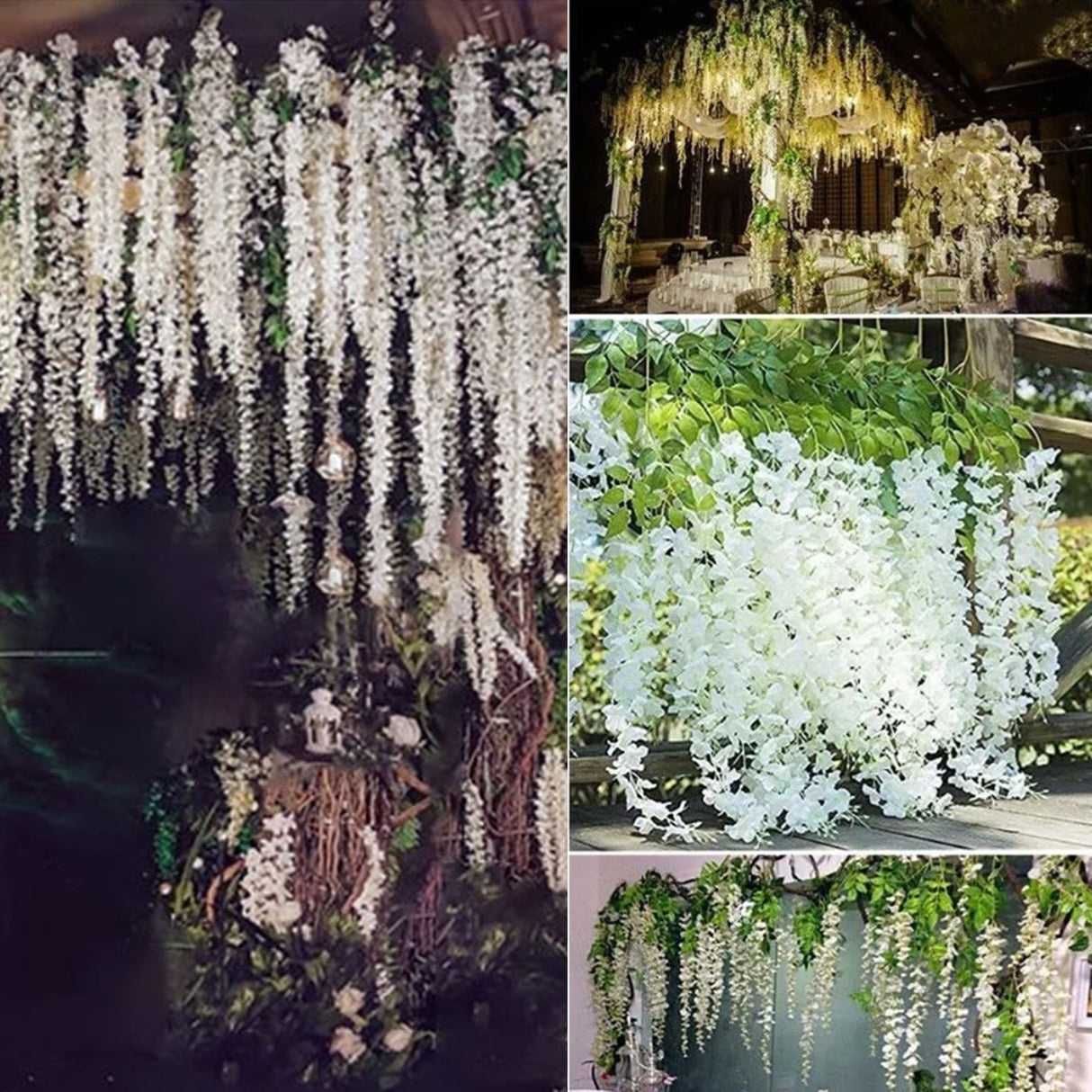 12 Pcs Artificial Wisteria Pure White Exquisite Simulated Wisteria Decoration for Weddings Outdoor Ceremonies