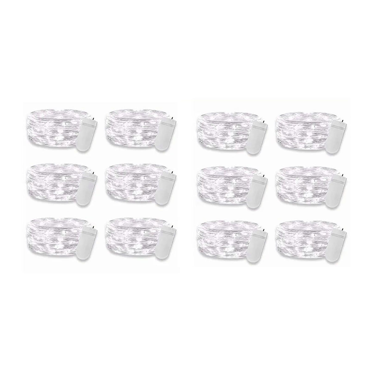 12PCS 0.03W Button String Lights Cold White Light 20 LED 3V Flexible IP65 Waterproof for Wedding Party Bedroom