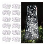 12PCS 0.03W Button String Lights Cold White Light 20 LED 3V Flexible IP65 Waterproof for Wedding Party Bedroom