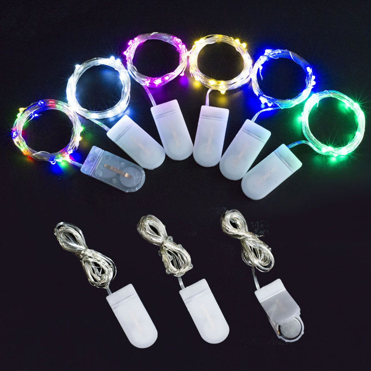 12PCS 0.03W Button String Lights Cold White Light 20 LED 3V Flexible IP65 Waterproof for Wedding Party Bedroom