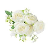 2 Bunches Artificial Peonies Romantic Vivid 6cm Diameter Attractive Decorative Light Weight Faux Peonies Decoration White - Front View