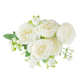 2 Bunches Artificial Peonies Romantic Vivid 6cm Diameter Attractive Decorative Light Weight Faux Peonies Decoration White