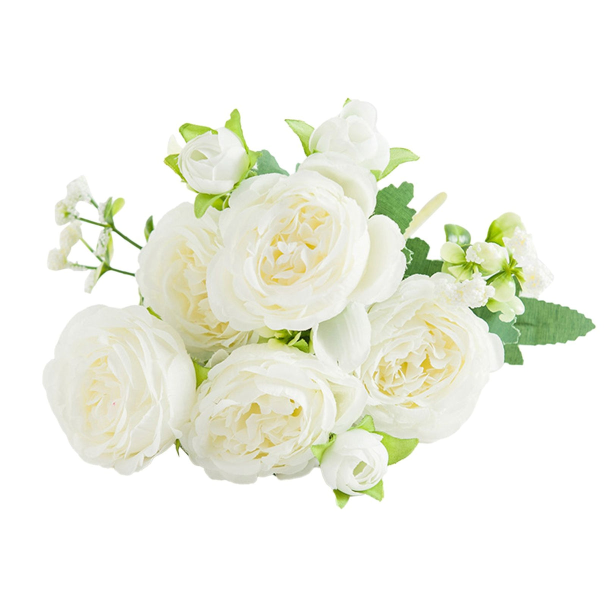 2 Bunches Artificial Peonies Romantic Vivid 6cm Diameter Attractive Decorative Light Weight Faux Peonies Decoration White