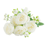 2 Bunches Artificial Peonies Romantic Vivid 6cm Diameter Attractive Decorative Light Weight Faux Peonies Decoration White