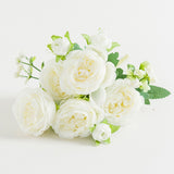 2 Bunches Artificial Peonies Romantic Vivid 6cm Diameter Attractive Decorative Light Weight Faux Peonies Decoration White - 45-Degree Angle